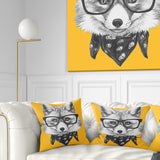 Funny Fox with Formal Glasses - Contemporary Animal Throw Pillow