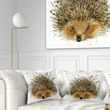 Hedgehog Illustration Watercolor - Contemporary Animal Throw Pillow