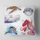 Amazing undersea Life Collage - Contemporary Animal Throw Pillow