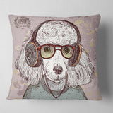 Funny Hipster Poodle with Glasses - Contemporary Animal Throw Pillow