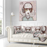 Funny Hipster Poodle with Glasses - Contemporary Animal Throw Pillow