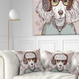 Funny Hipster Poodle with Glasses - Contemporary Animal Throw Pillow