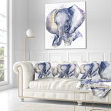 Baby Elephant Blue Watercolor - Abstract Throw Pillow