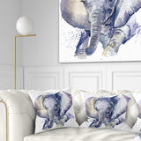 Baby Elephant Blue Watercolor - Abstract Throw Pillow