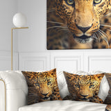 Leopard Face Close Up - Abstract Throw Pillow