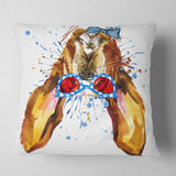 Funny Brown Dog with Glasses - Animal Throw Pillow