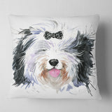 Funny Dog Head Black White - Animal Throw Pillow