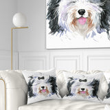 Funny Dog Head Black White - Animal Throw Pillow