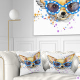 Cute Puppy with Blue Glasses - Animal Throw Pillow