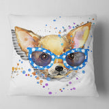 Cute Puppy with Blue Glasses - Animal Throw Pillow