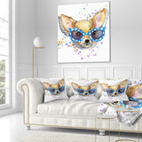 Cute Puppy with Blue Glasses - Animal Throw Pillow