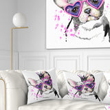 Sweet Funny Dog with Glasses - Animal Throw Pillow