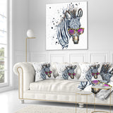 Funny Zebra Watercolor - Animal Throw Pillow