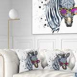 Funny Zebra Watercolor - Animal Throw Pillow