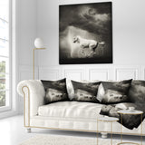 White Horse under Thunder Sky - Animal Throw Pillow