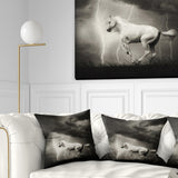 White Horse under Thunder Sky - Animal Throw Pillow