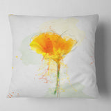 Yellow Flower Sketch Watercolor - Floral Throw Pillow