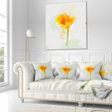 Yellow Flower Sketch Watercolor - Floral Throw Pillow