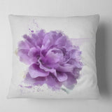 Purple Rose Watercolor Illustration - Floral Throw Pillow