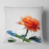 Orange Rose Flower with Splashes - Floral Throw Pillow