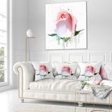 Pink Rose with Paint Splashes - Floral Throw Pillow