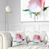 Pink Rose with Paint Splashes - Floral Throw Pillow