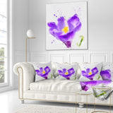 Large Violet Crocus Watercolor - Floral Throw Pillow