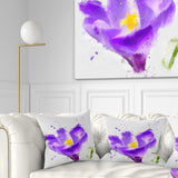 Large Violet Crocus Watercolor - Floral Throw Pillow