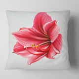 Big Red Flower Sketch on White - Floral Throw Pillow