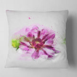 Purple Flower with Green Leaves - Floral Throw Pillow