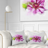 Purple Flower with Green Leaves - Floral Throw Pillow