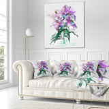 Purple Lilies Illustration Drawing - Floral Throw Pillow