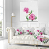 Rose Stem with Pair of Roses - Floral Throw Pillow