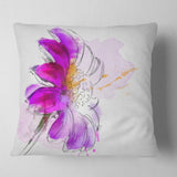 Purple Watercolor Gerbera Illustration - Floral Throw Pillow