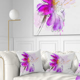 Purple Watercolor Gerbera Illustration - Floral Throw Pillow