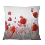 Amazing Red Poppy Flower Garden - Flower Throw Pillow