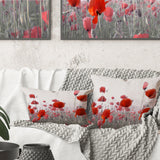 Amazing Red Poppy Flower Garden - Flower Throw Pillow