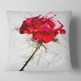 Rose Sketch with Stem on White - Flower Throw Pillow