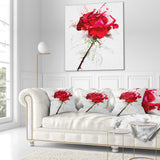 Rose Sketch with Stem on White - Flower Throw Pillow