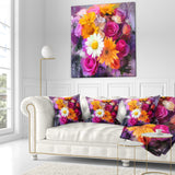 Bouquet of Flowers Watercolor - Floral Throw Pillow