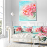 Peony Flowers Merged to Blue - Floral Throw Pillow