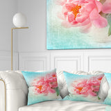 Peony Flowers Merged to Blue - Floral Throw Pillow