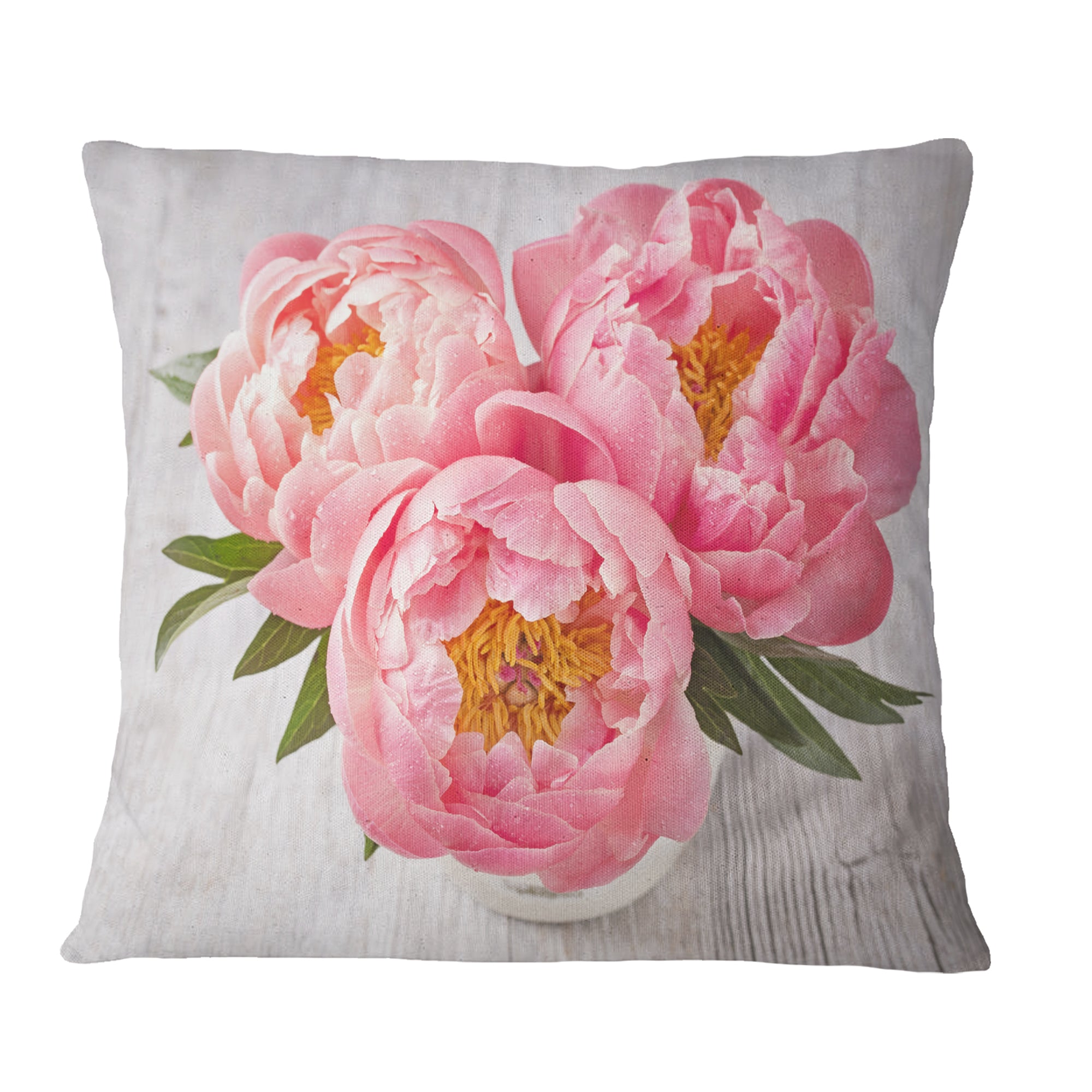 Peony Flowers on White Floor Floral Throw Pillow 16x16 Designart Wall Art Mirrors Chairs Clocks and More