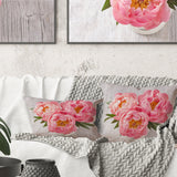 Peony Flowers on White Floor - Floral Throw Pillow