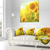 Bright Sunflowers Blooming on Field - Animal Throw Pillow