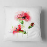 Red Floral Watercolor Illustration - Animal Throw Pillow