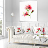 Red Floral Watercolor Illustration - Animal Throw Pillow