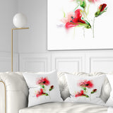 Red Floral Watercolor Illustration - Animal Throw Pillow