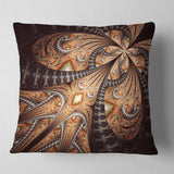 Brown Symmetrical Fractal Flower - Abstract Throw Pillow