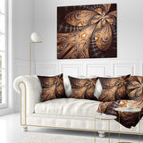 Brown Symmetrical Fractal Flower - Abstract Throw Pillow